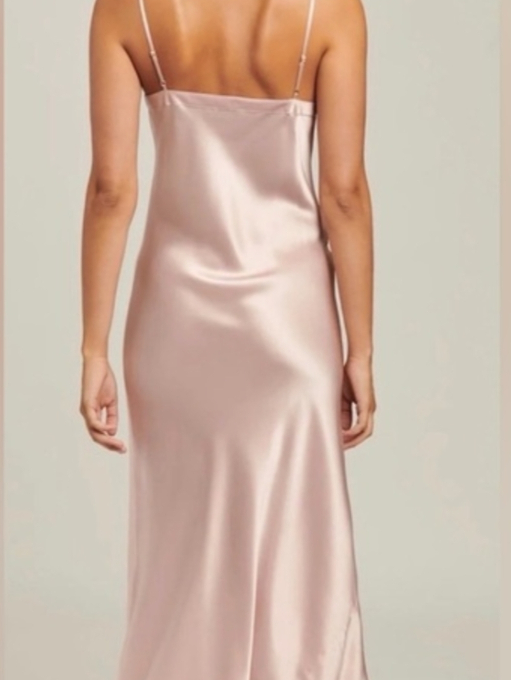 Ginia Silk V-Neck Long Slip in Bridal Rose - Picture 3 of 9